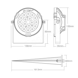 Garden Light LED RGB+CCT 9W 230VAC