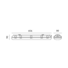 Single 2' (600mm) Fitting NO LED Tube