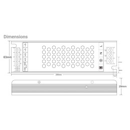 Constant Voltage Power Supply 12V 200W Dimmable TRIAC, 0/1-10V