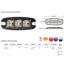 LED Slim strobo light 3x LED